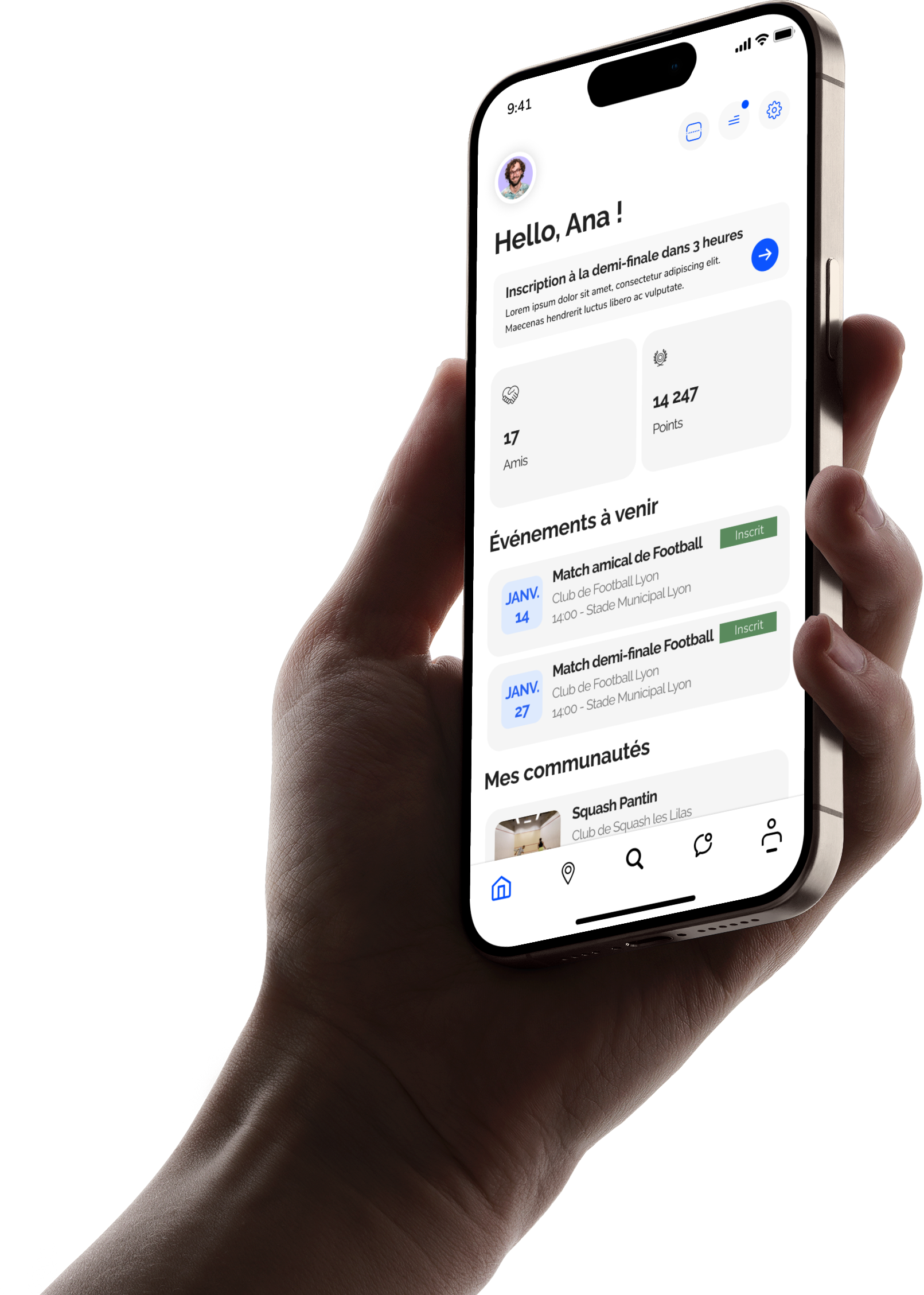 Aperçu de l'application MatchPoint